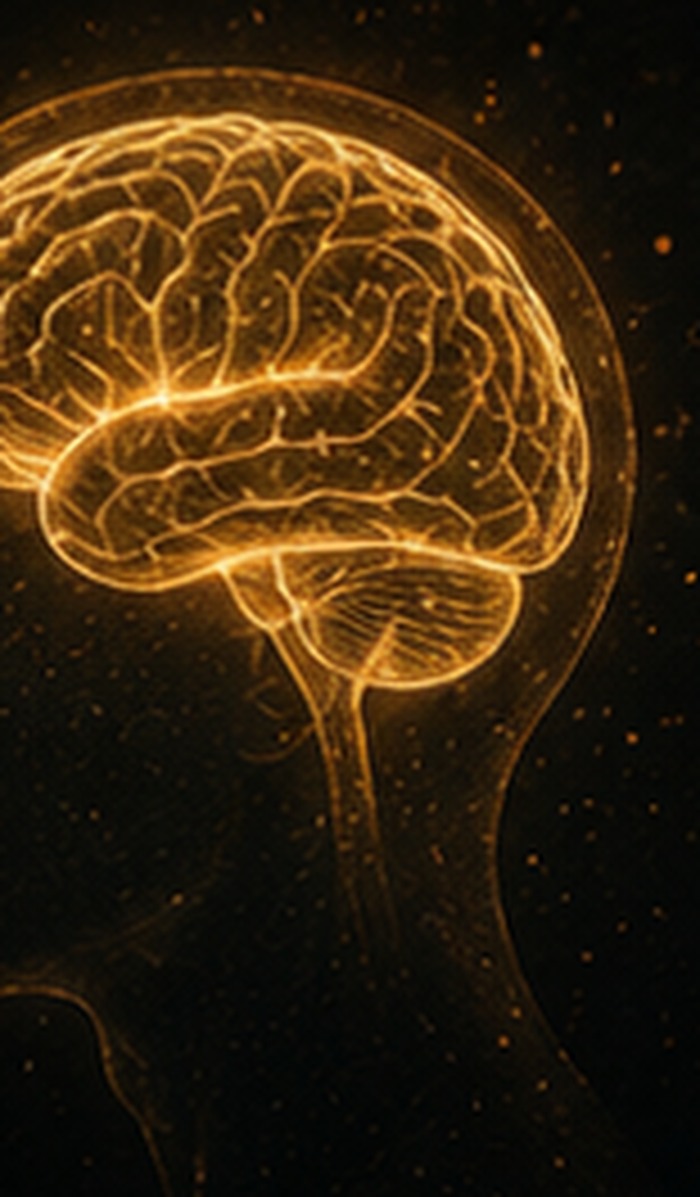 A glowing network inside a head, representing thoughts looping around the same problem.